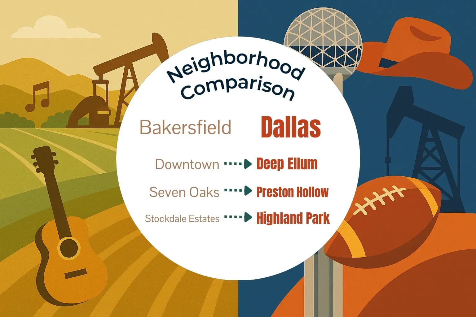 Bakersfield vs Dallas Neighborhood Comparison