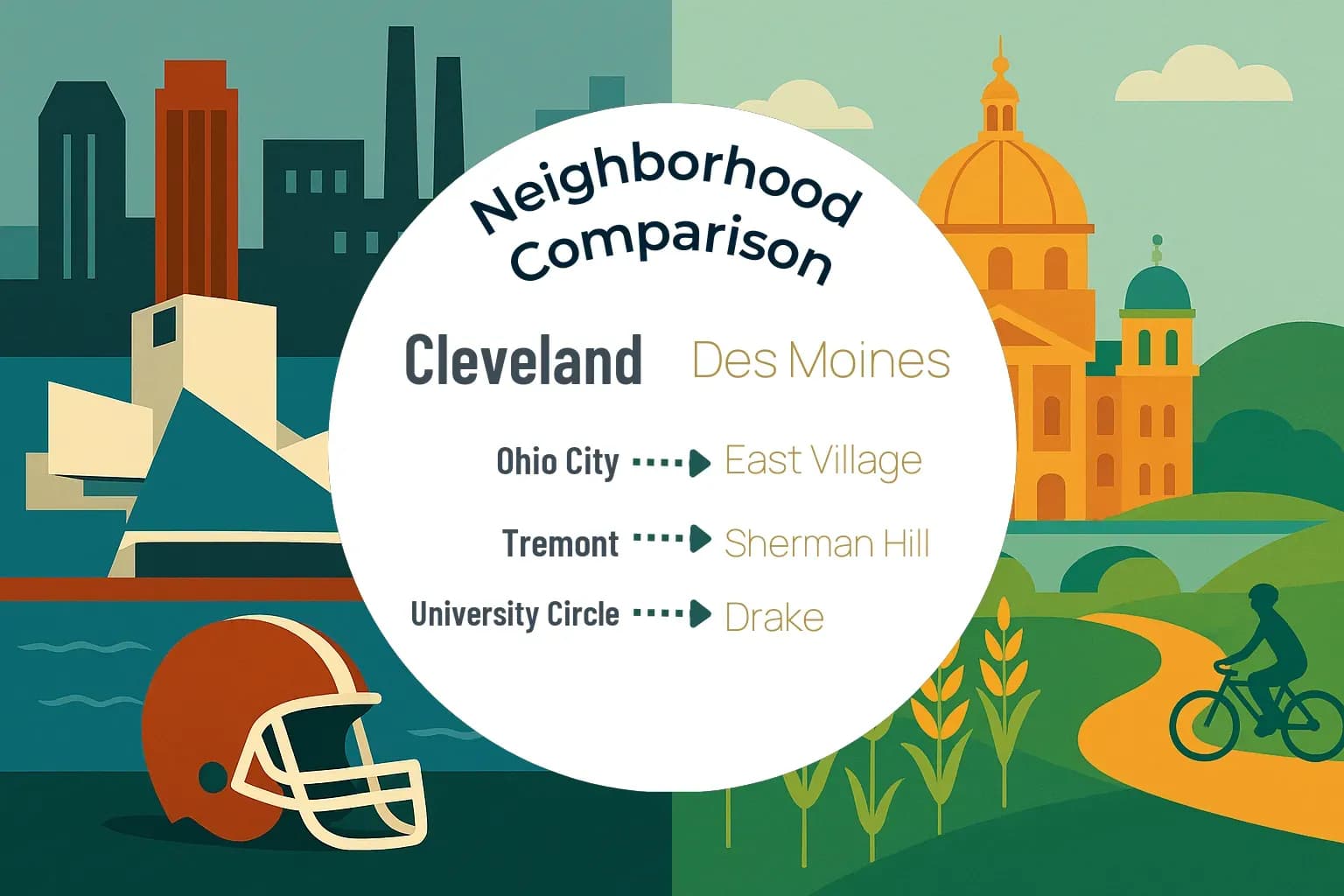 Cleveland vs Des Moines Neighborhood Comparison