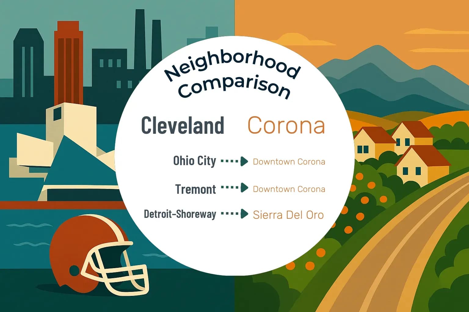 Cleveland vs Corona Neighborhood Comparison