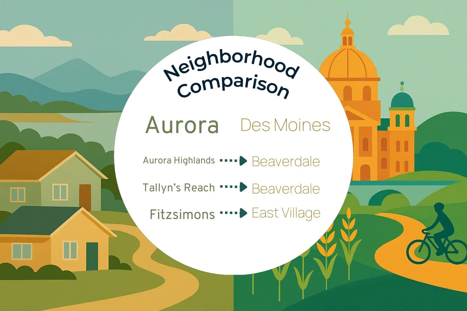 Aurora vs Des Moines Neighborhood Comparison