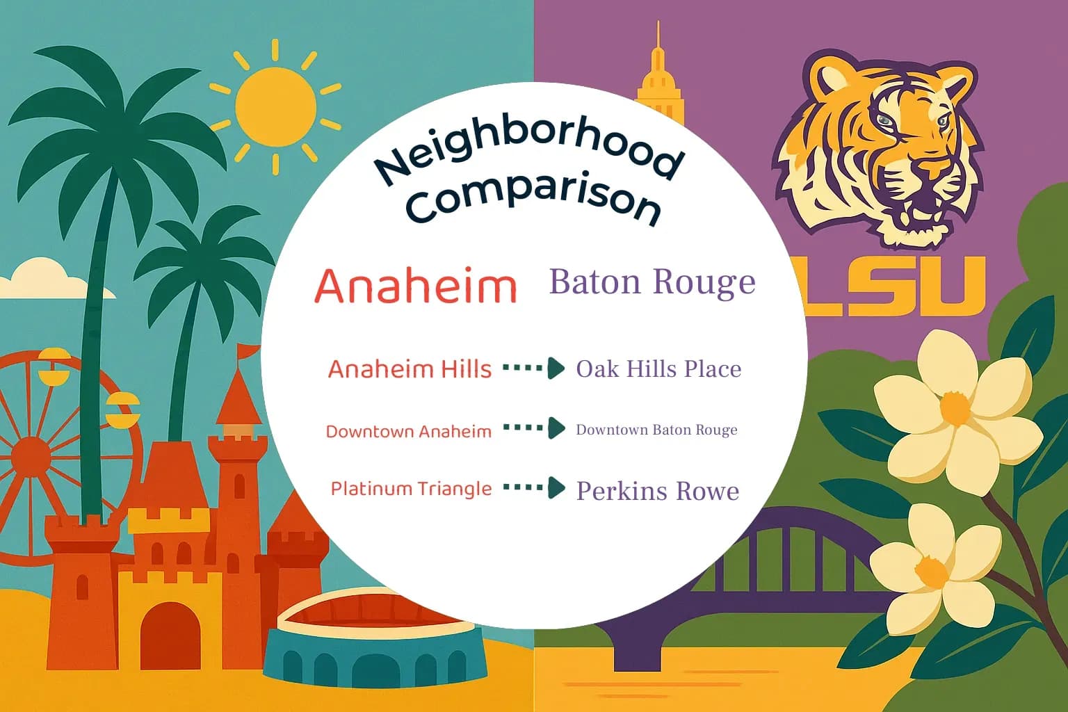 Anaheim vs Baton Rouge Neighborhood Comparison