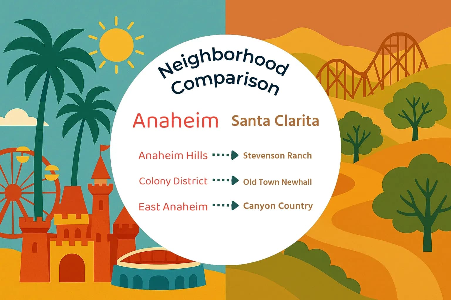 Anaheim vs Santa Clarita Neighborhood Comparison