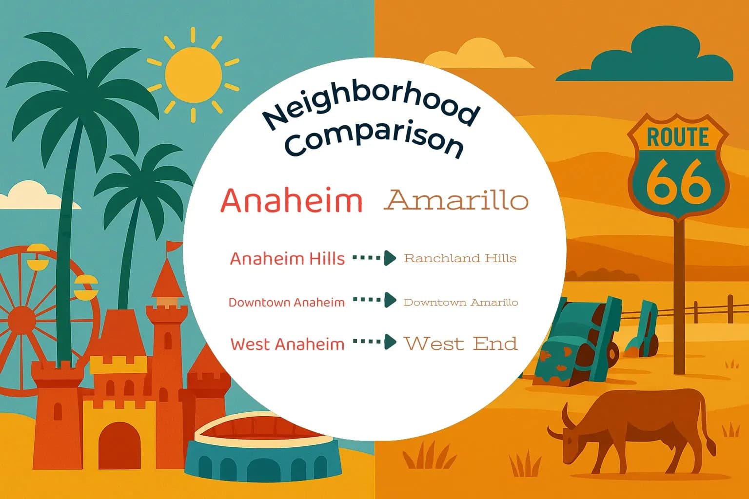 Anaheim vs Amarillo Neighborhood Comparison