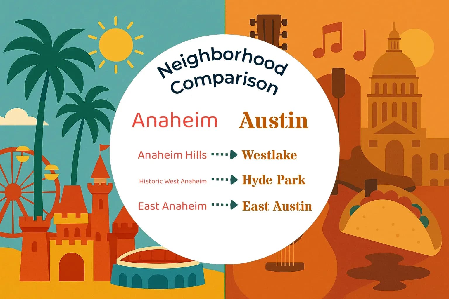 Anaheim vs Austin Neighborhood Comparison