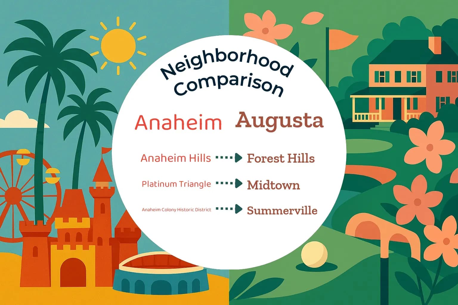 Anaheim vs Augusta Neighborhood Comparison