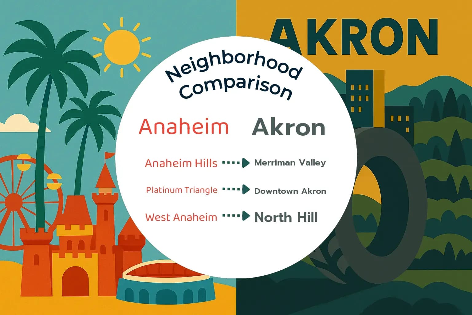 Anaheim vs Akron Neighborhood Comparison