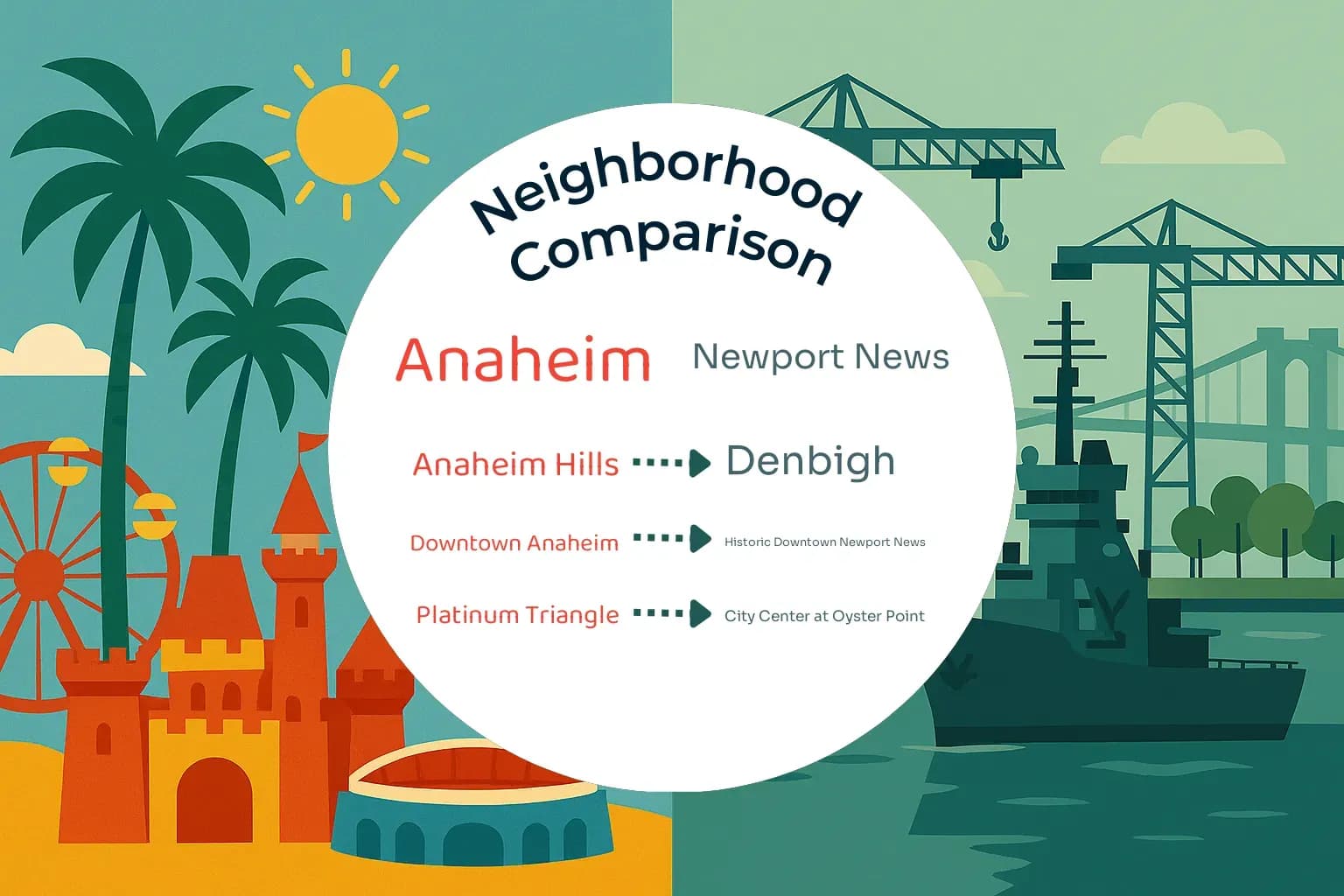 Anaheim vs Newport News Neighborhood Comparison