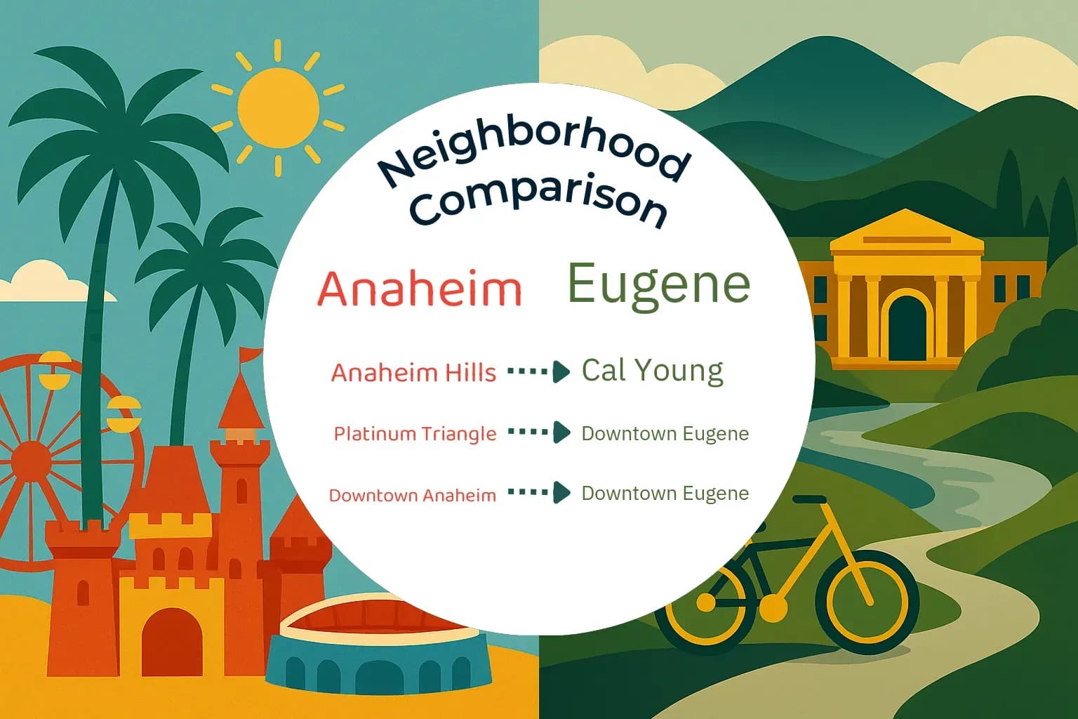 Anaheim vs Eugene Neighborhood Comparison