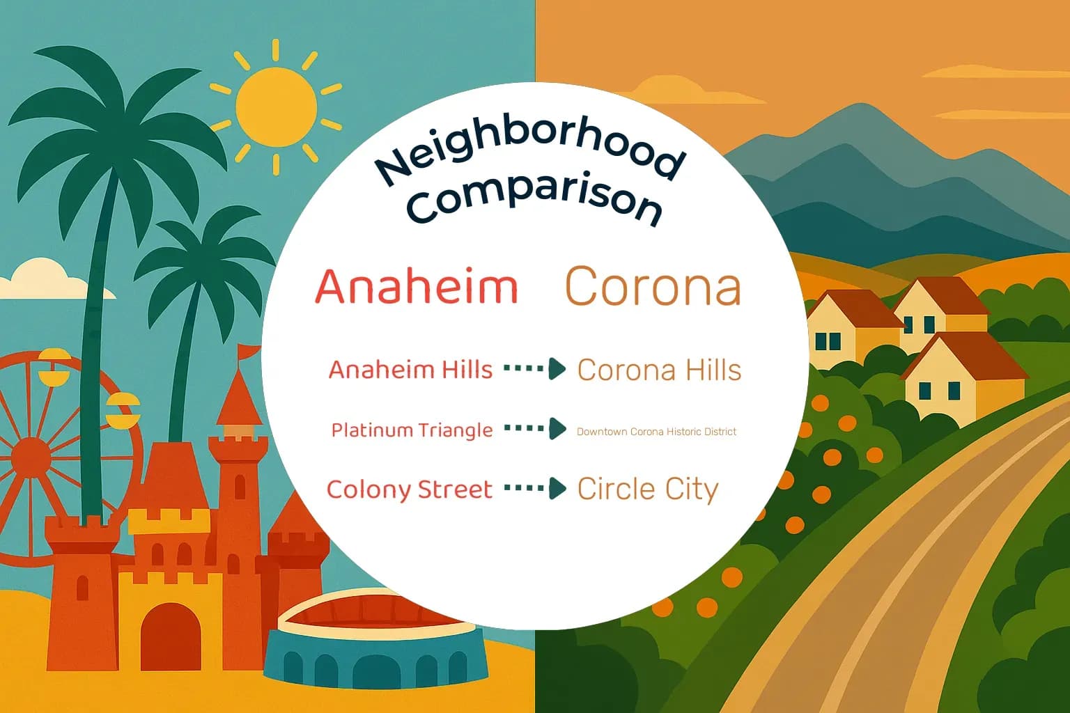 Anaheim vs Corona Neighborhood Comparison