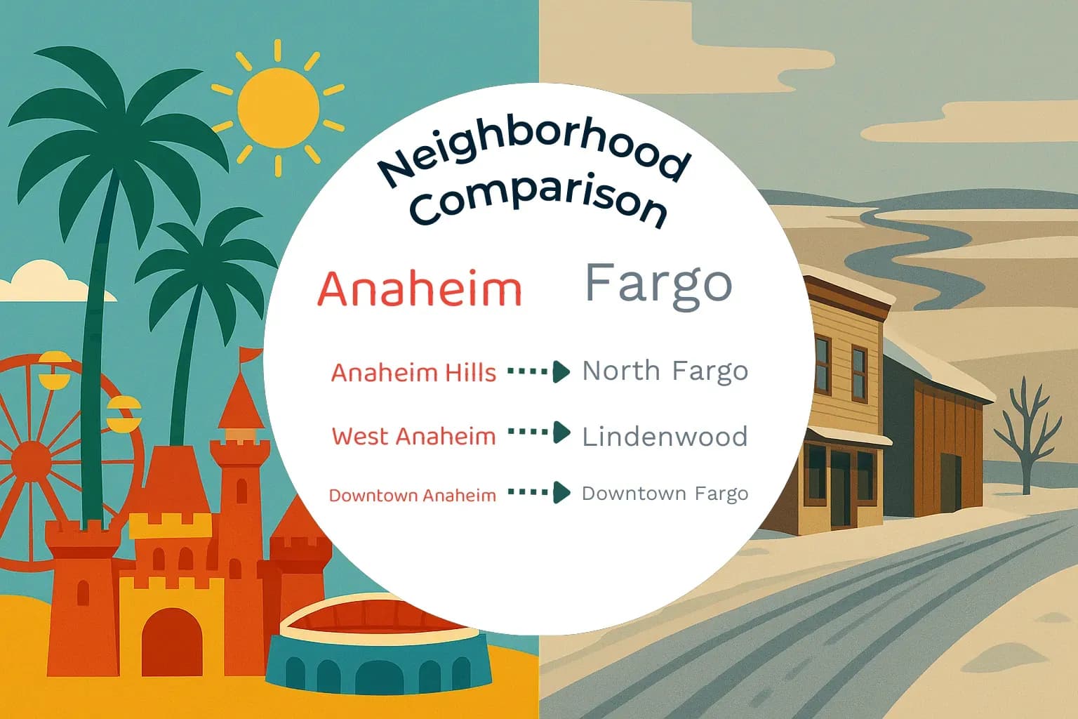 Anaheim vs Fargo Neighborhood Comparison