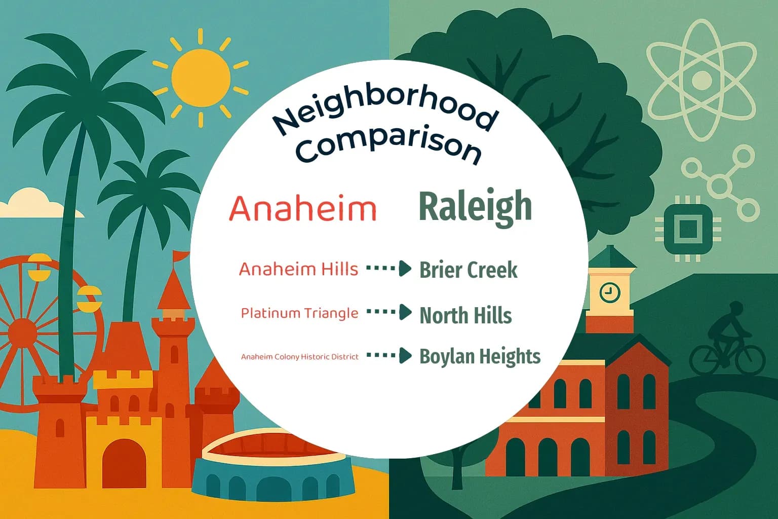 Anaheim vs Raleigh Neighborhood Comparison