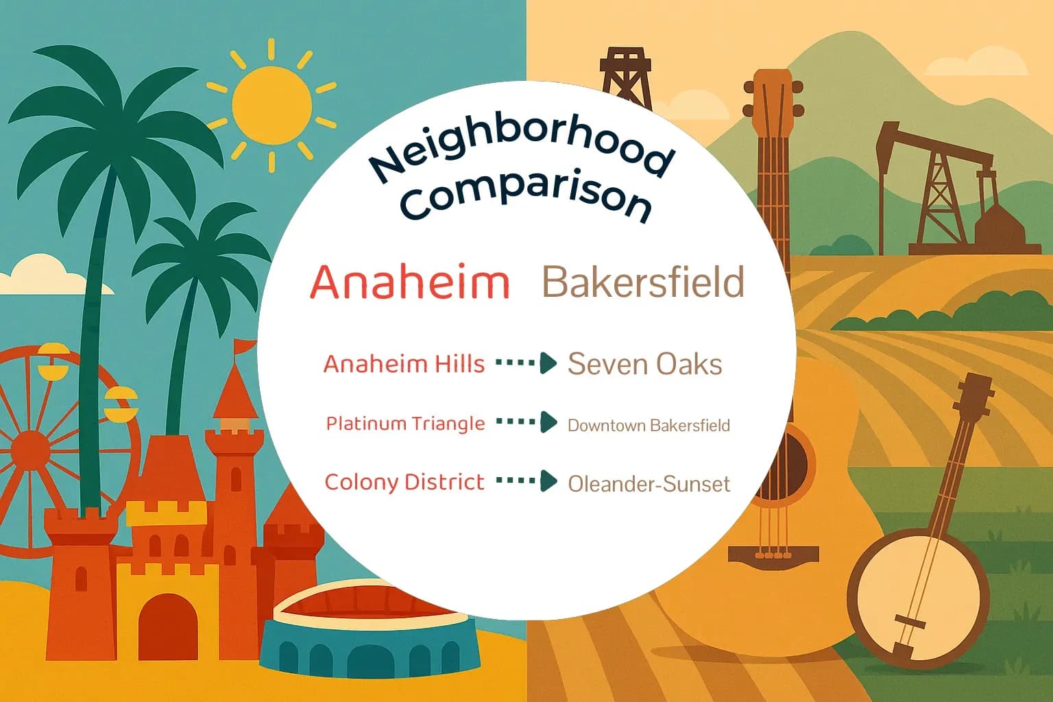 Anaheim vs Bakersfield Neighborhood Comparison