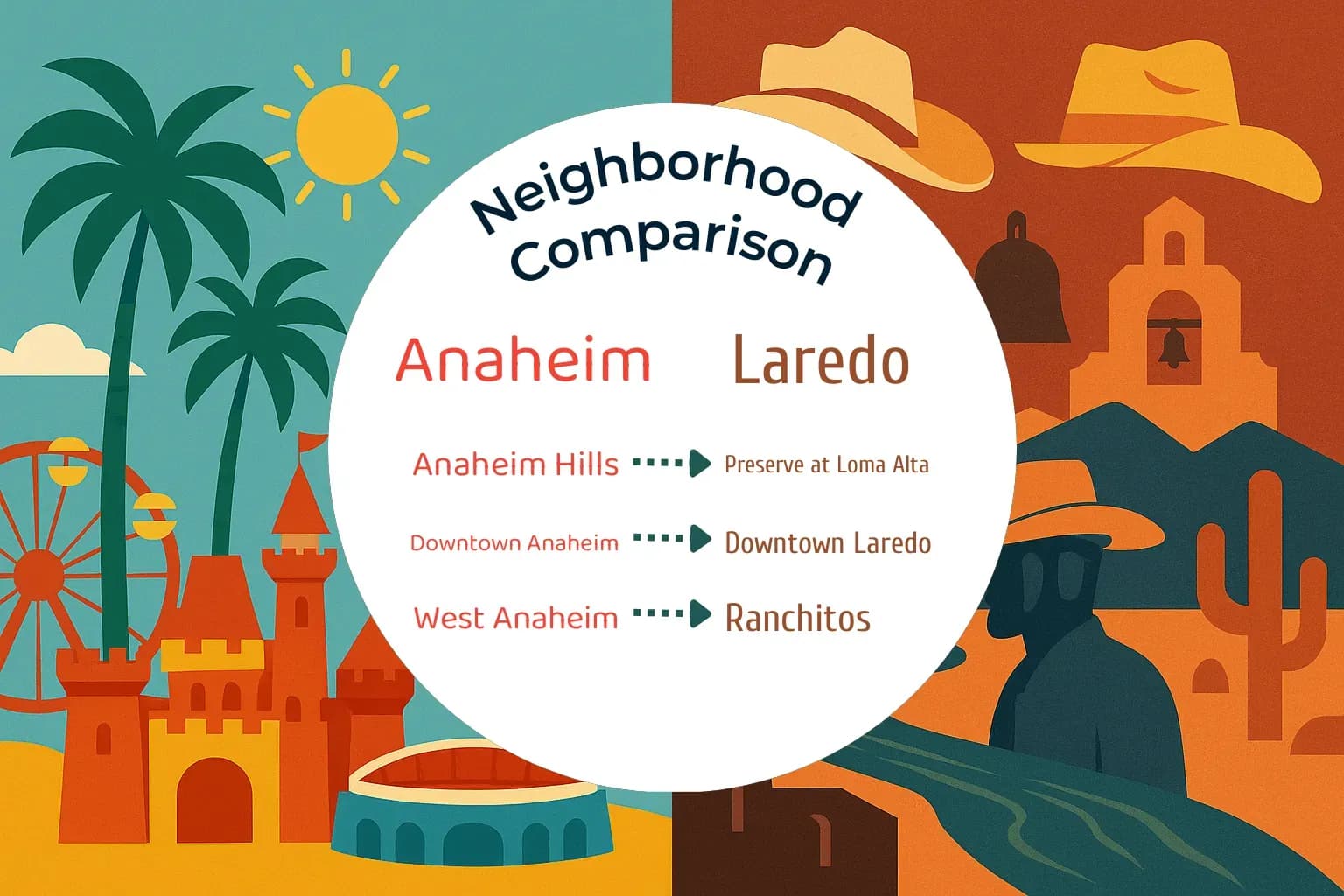 Anaheim vs Laredo Neighborhood Comparison