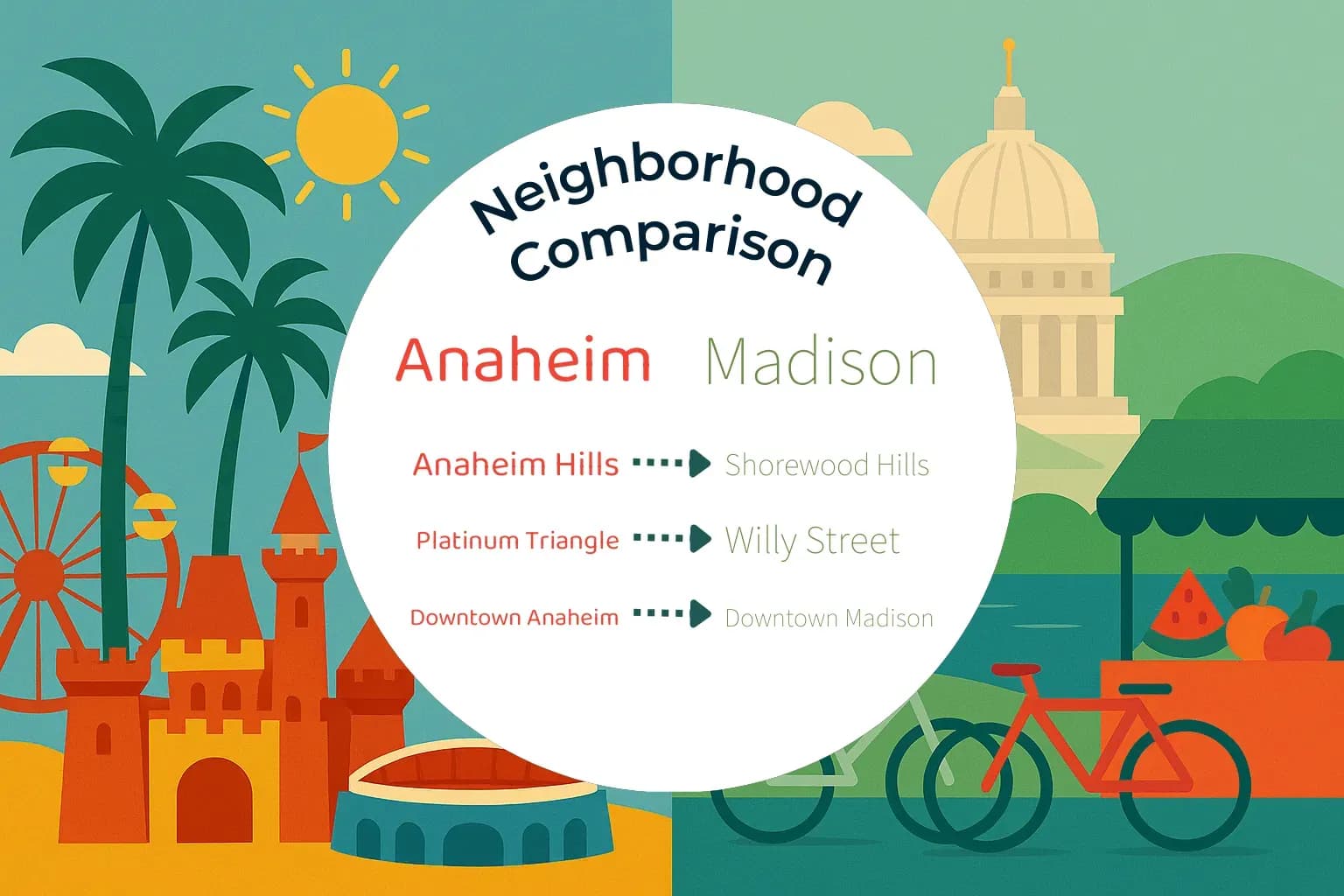 Anaheim vs Madison Neighborhood Comparison
