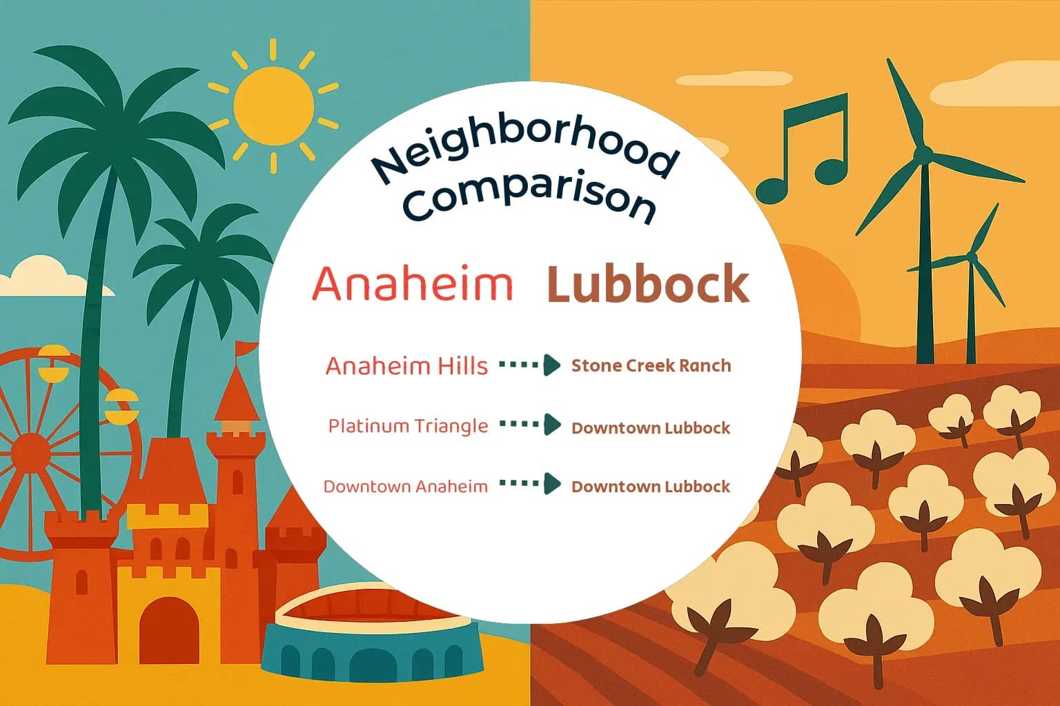 Anaheim vs Lubbock Neighborhood Comparison