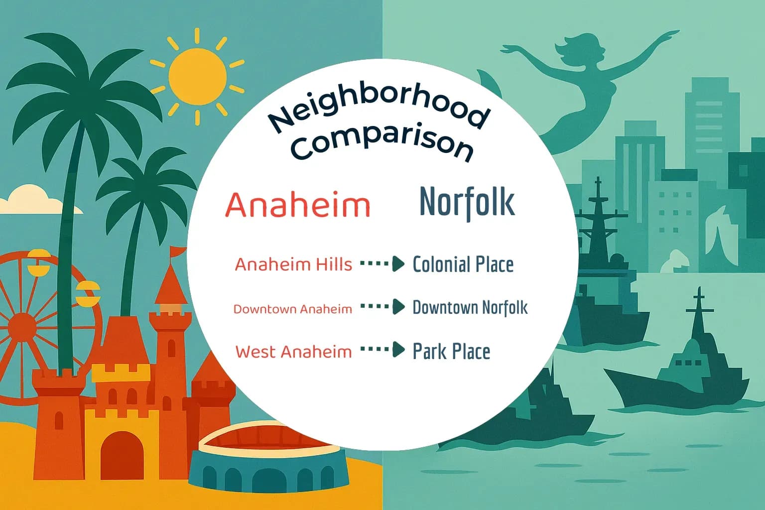 Anaheim vs Norfolk Neighborhood Comparison
