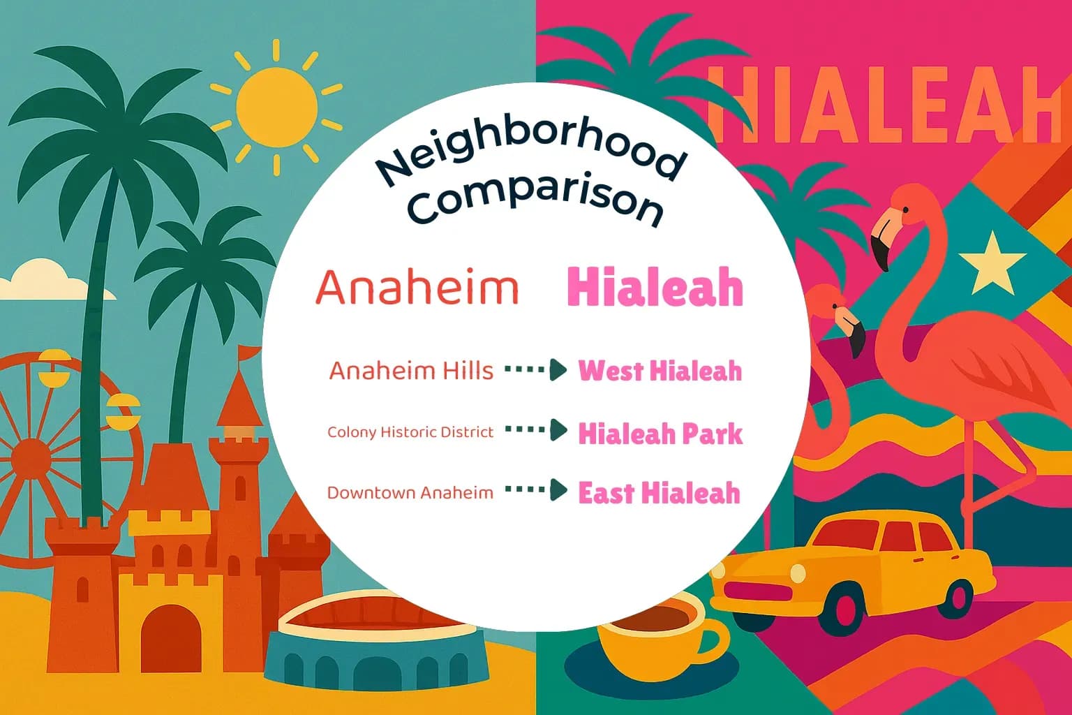 Anaheim vs Hialeah Neighborhood Comparison