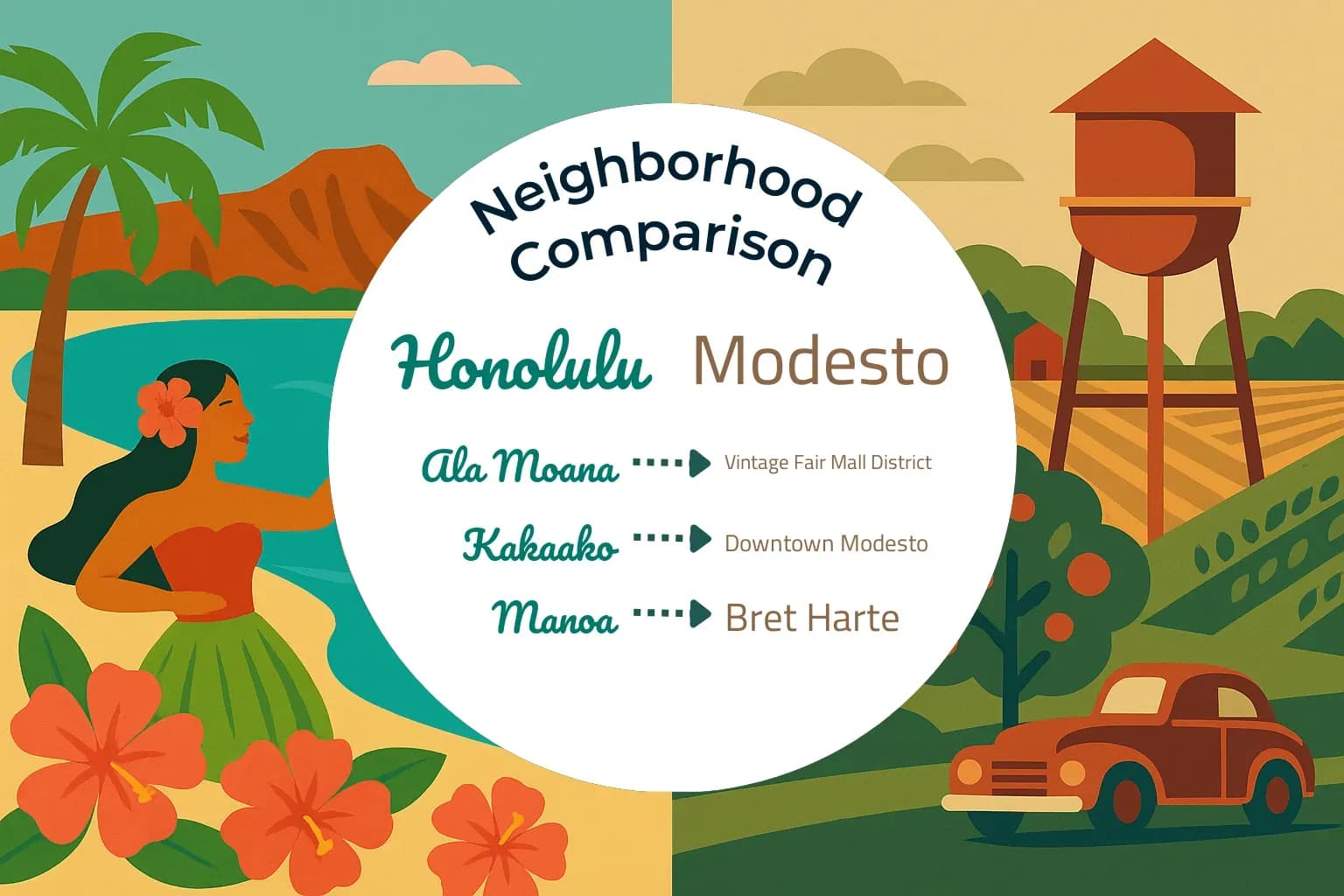 Honolulu vs Modesto Neighborhood Comparison