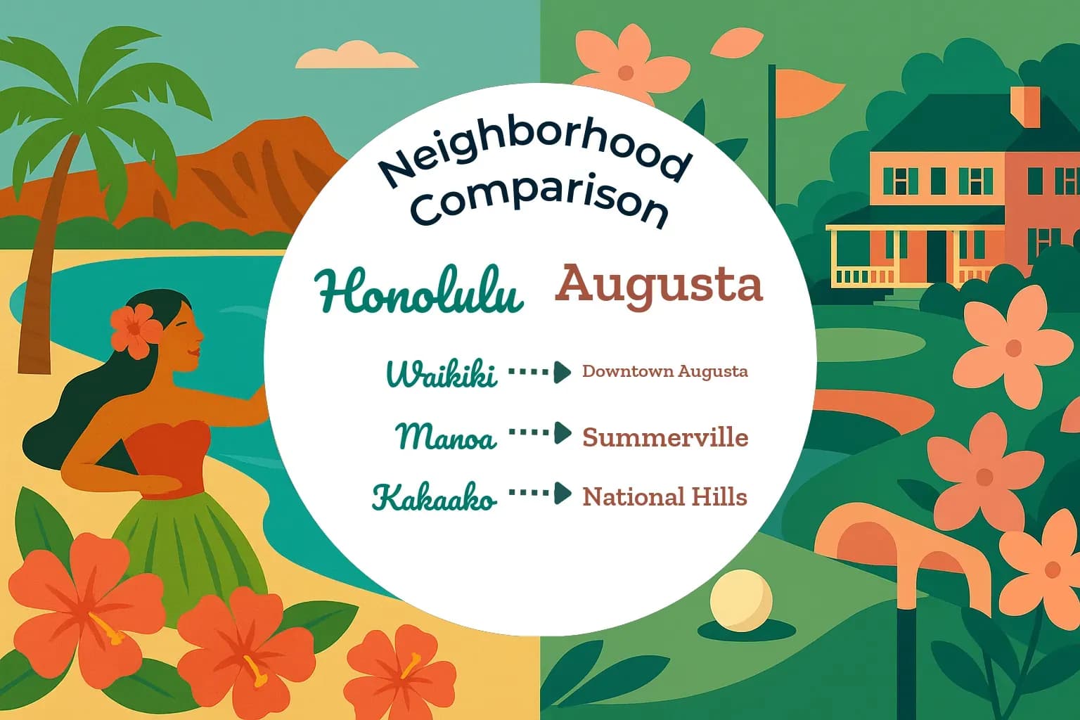 Honolulu vs Augusta Neighborhood Comparison
