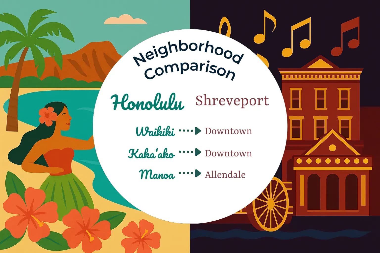 Honolulu vs Shreveport Neighborhood Comparison