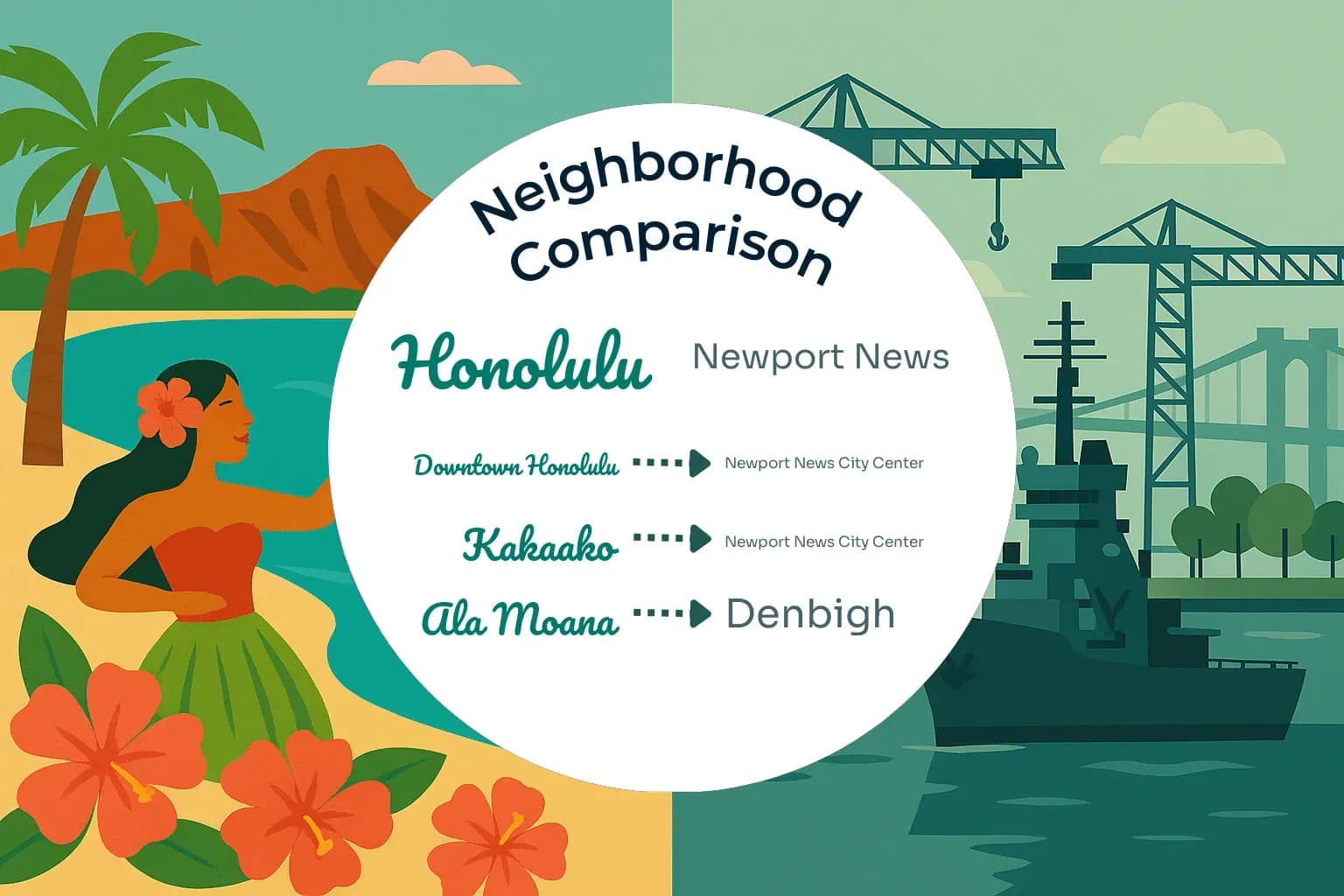 Honolulu vs Newport News Neighborhood Comparison