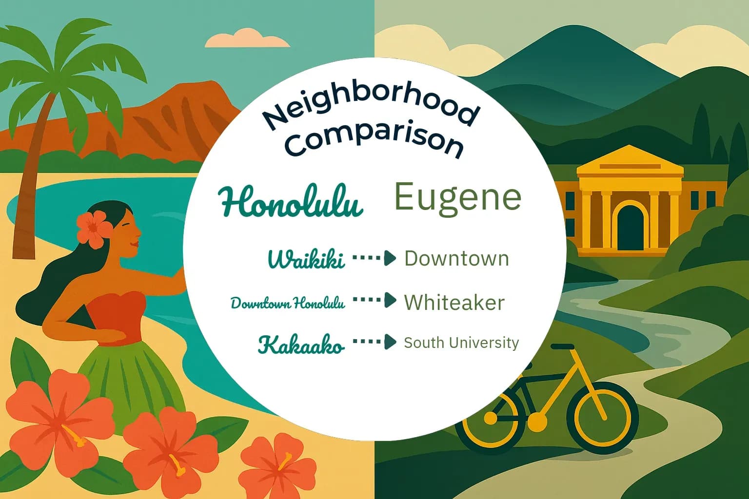 Honolulu vs Eugene Neighborhood Comparison