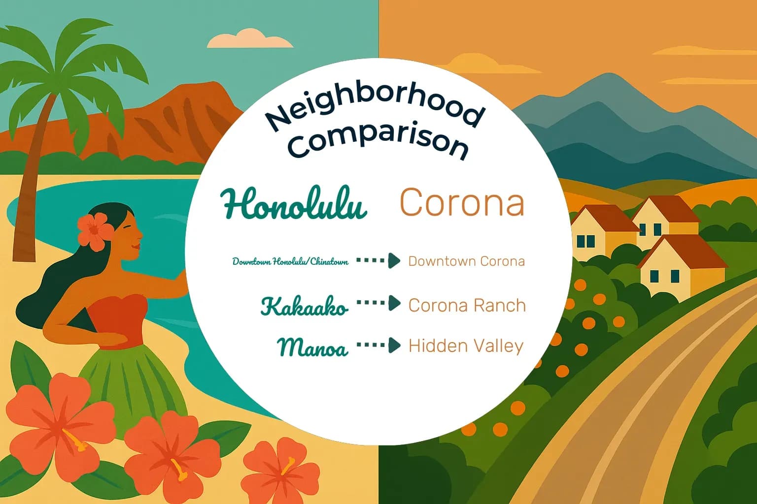 Honolulu vs Corona Neighborhood Comparison