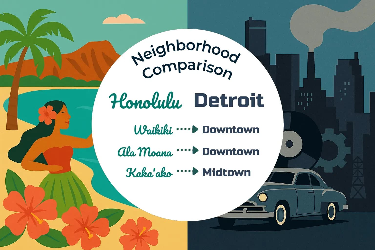 Honolulu vs Detroit Neighborhood Comparison
