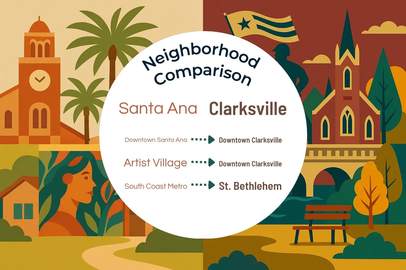 Santa Ana vs Clarksville Neighborhood Comparison