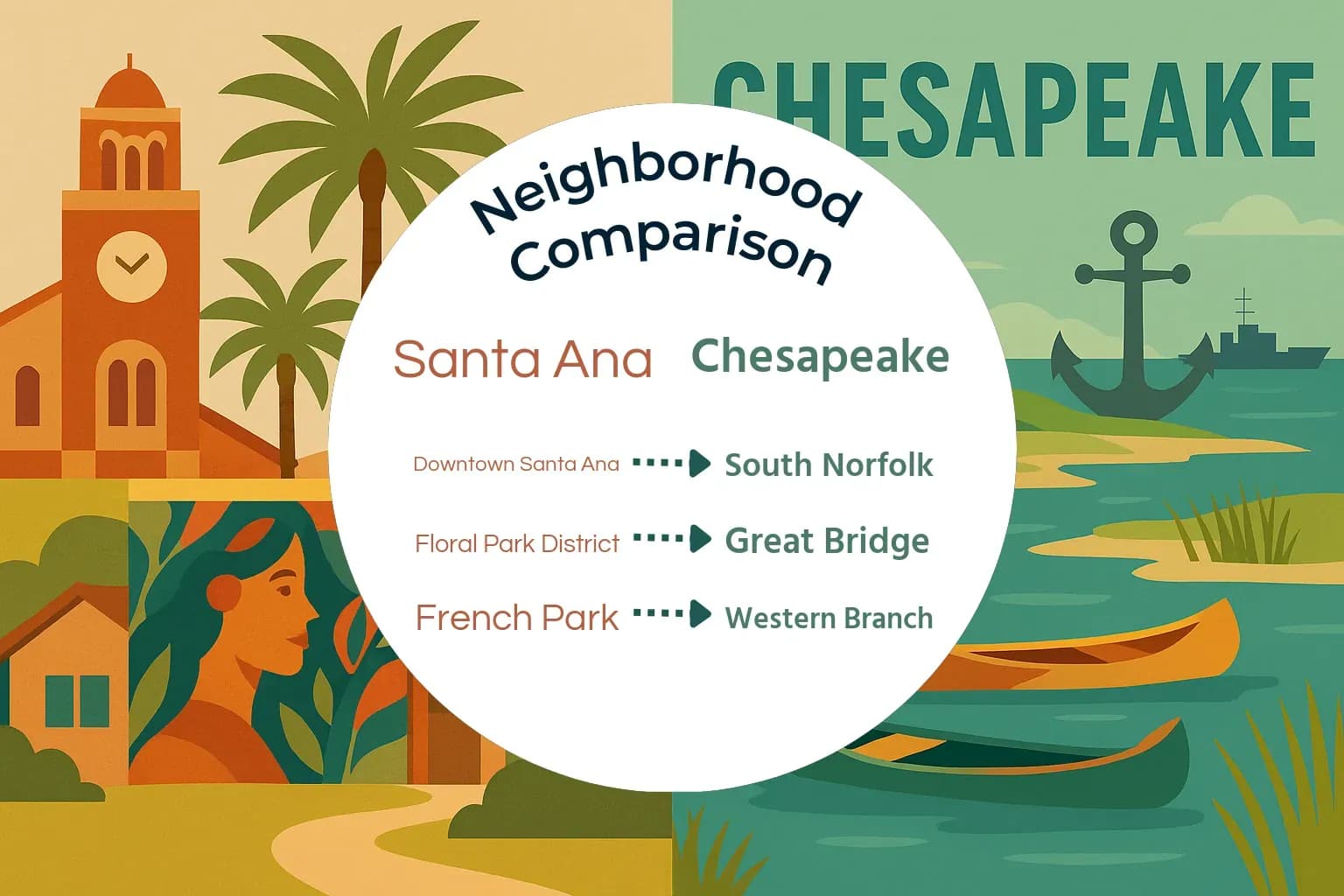 Santa Ana vs Chesapeake Neighborhood Comparison