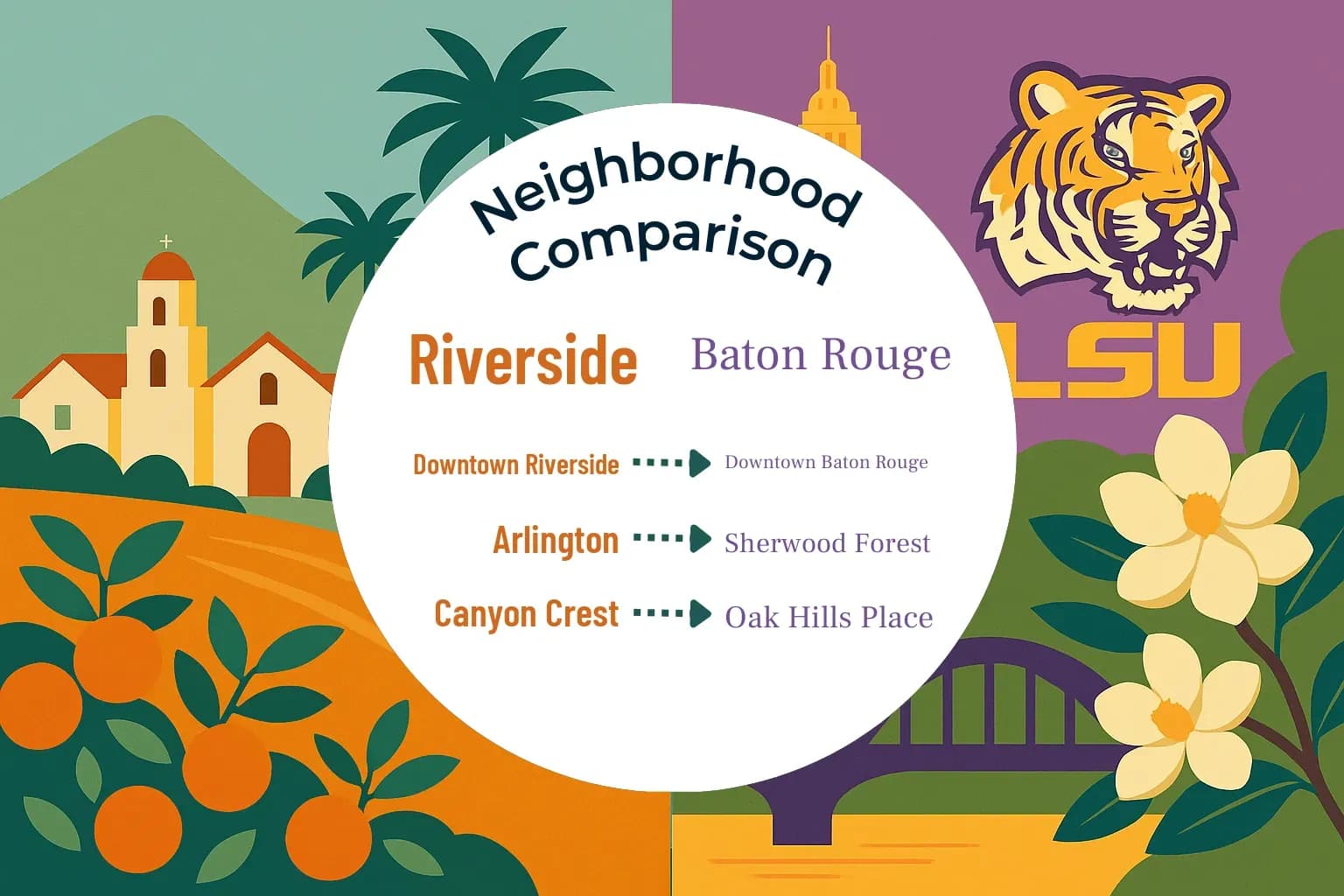 Riverside vs Baton Rouge Neighborhood Comparison