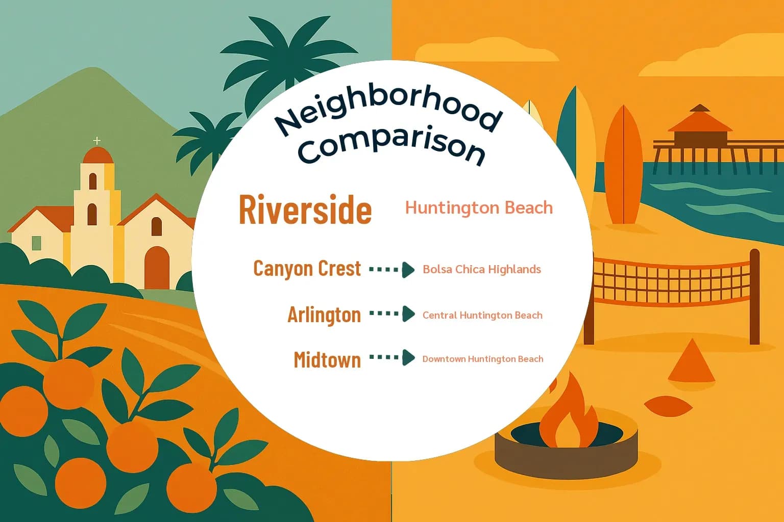 Riverside vs Huntington Beach Neighborhood Comparison