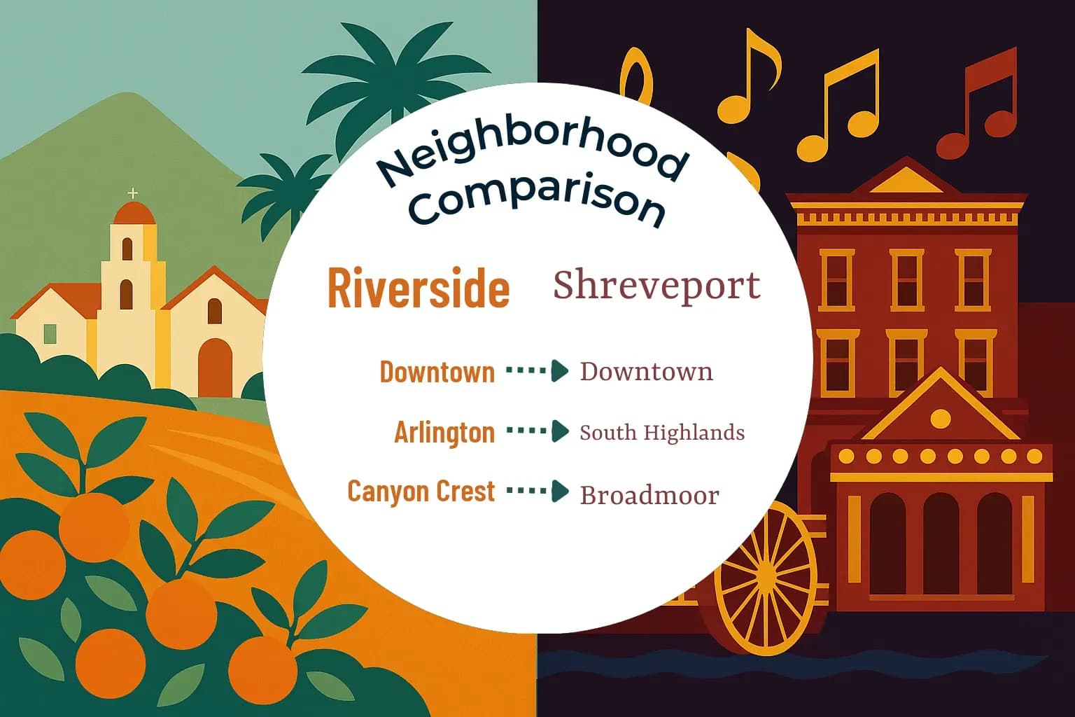 Riverside vs Shreveport Neighborhood Comparison