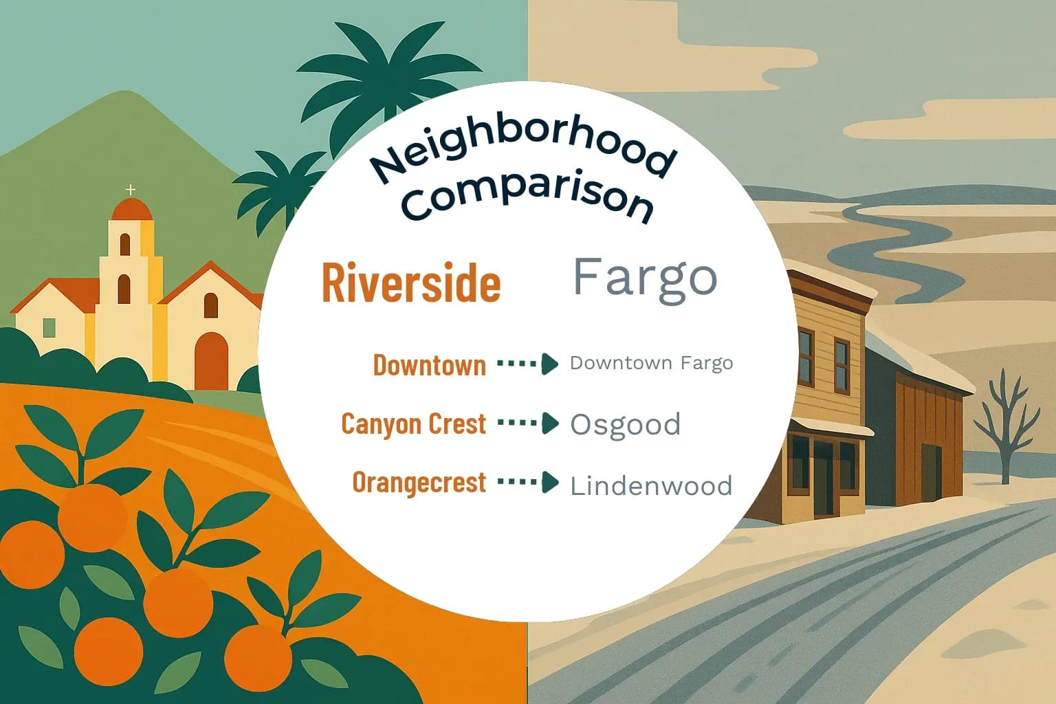 Riverside vs Fargo Neighborhood Comparison