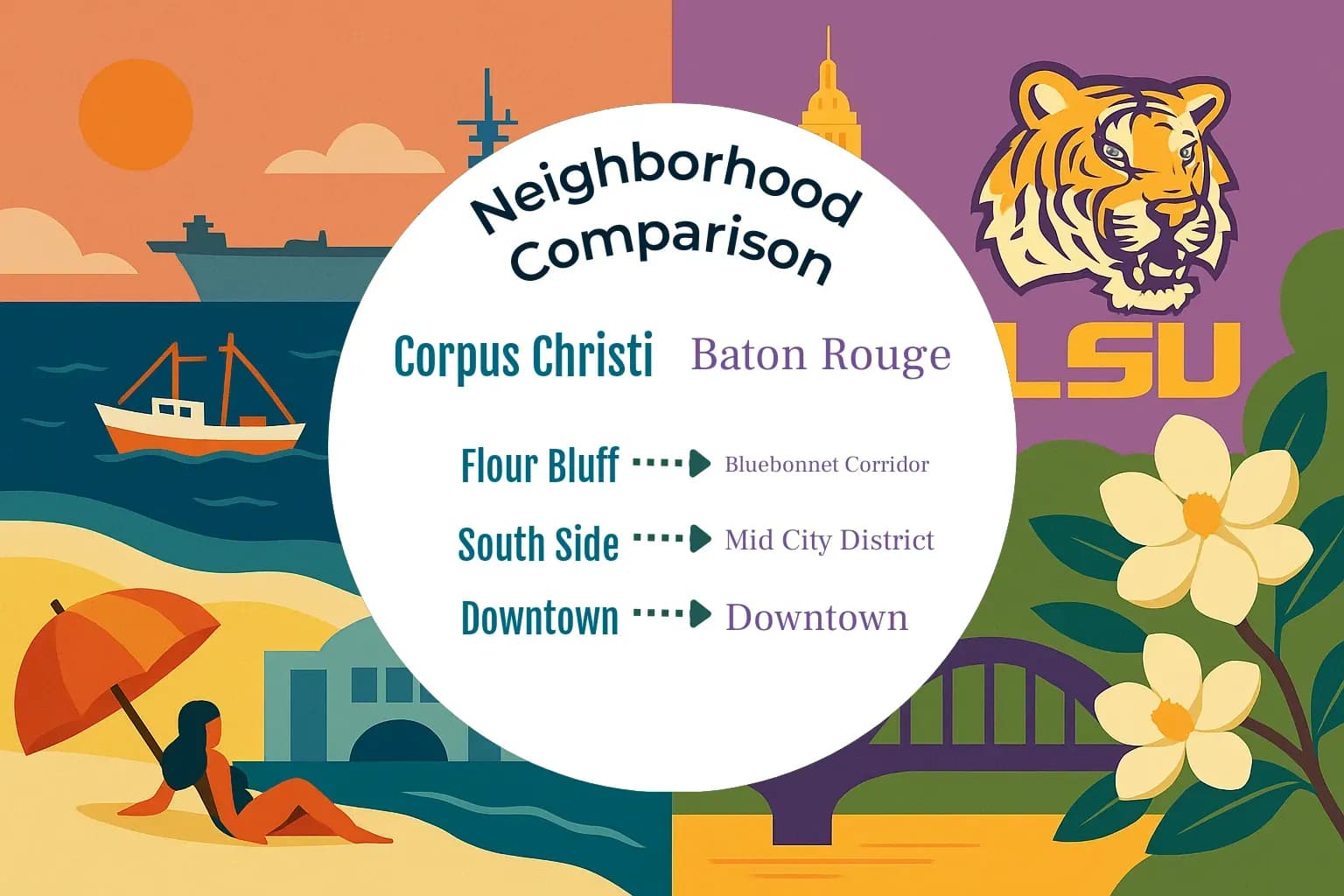 Corpus Christi vs Baton Rouge Neighborhood Comparison