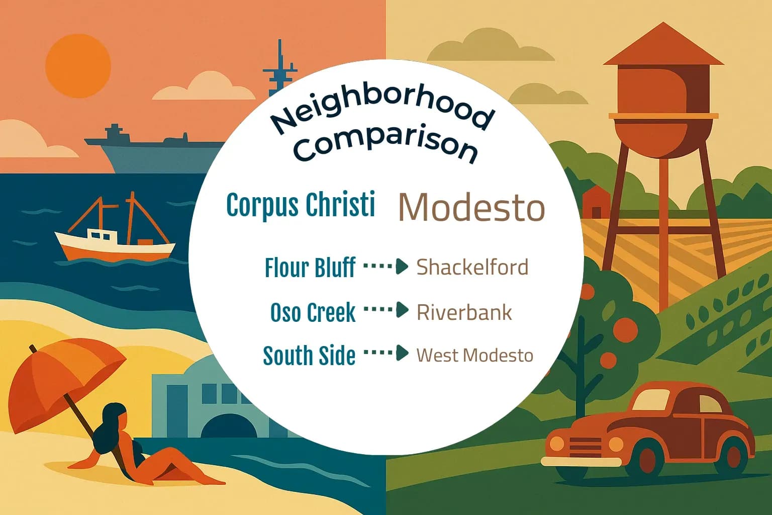 Corpus Christi vs Modesto Neighborhood Comparison