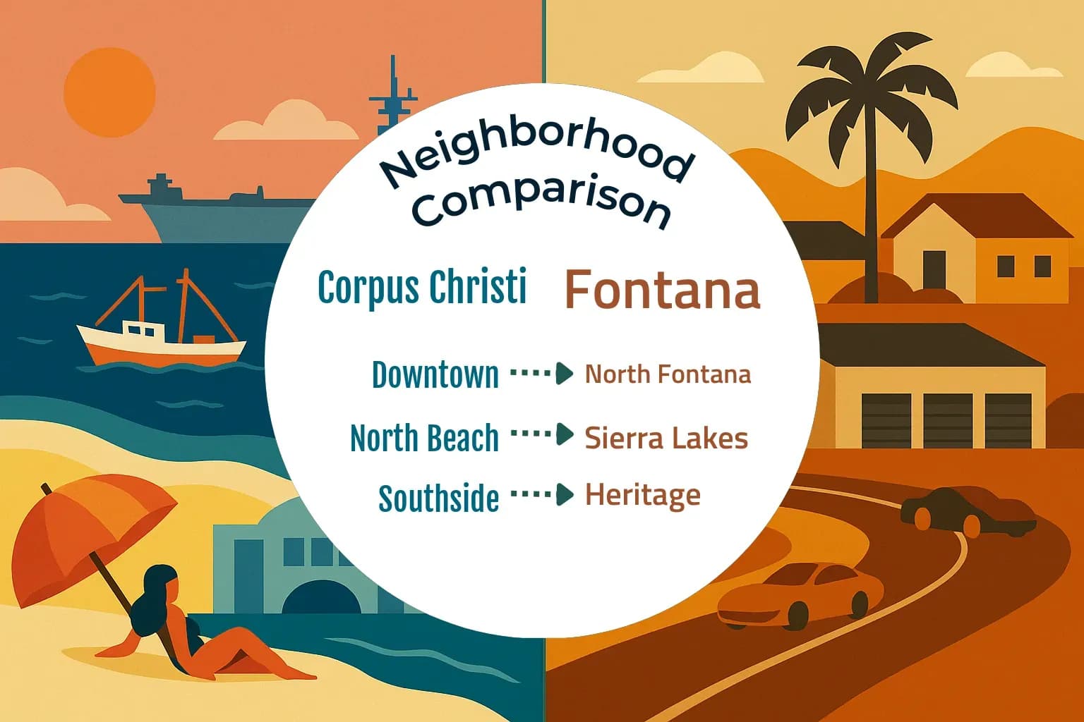 Corpus Christi vs Fontana Neighborhood Comparison