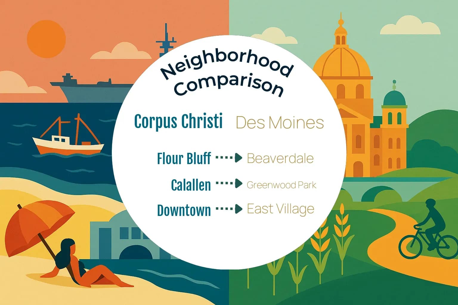 Corpus Christi vs Des Moines Neighborhood Comparison