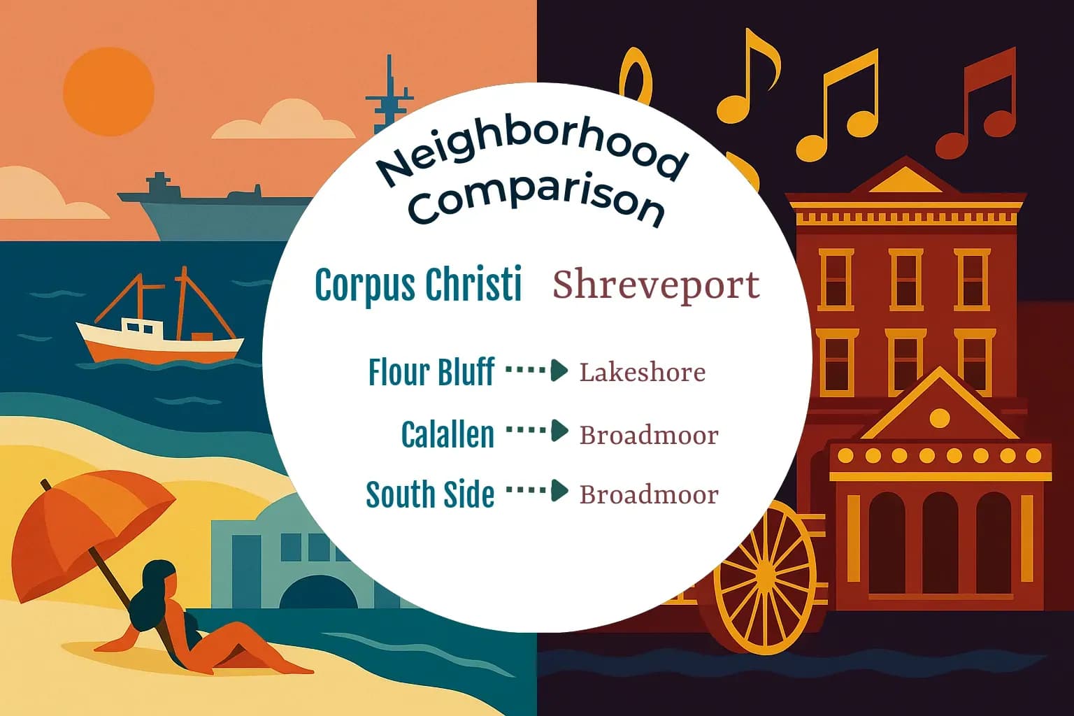 Corpus Christi vs Shreveport Neighborhood Comparison