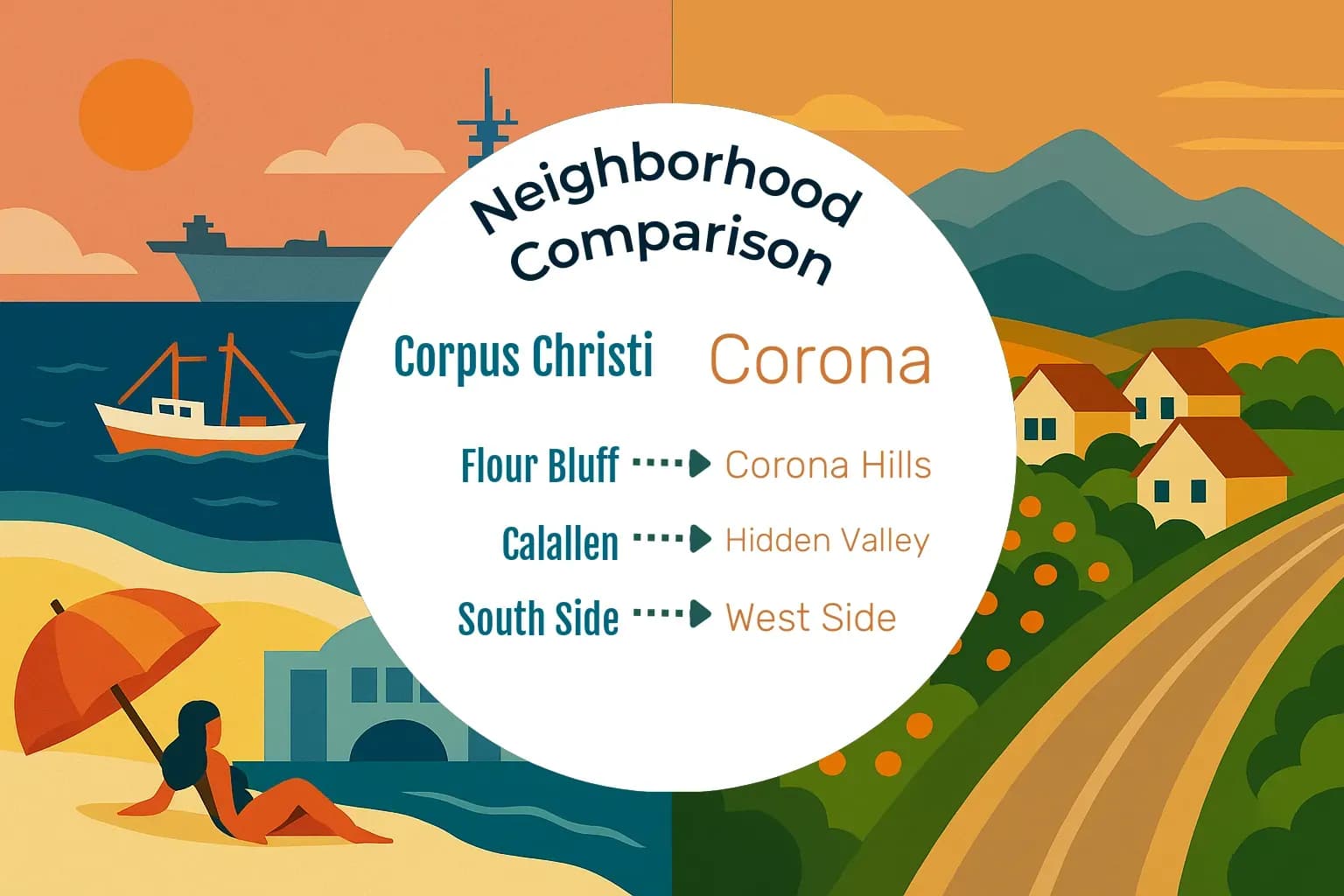 Corpus Christi vs Corona Neighborhood Comparison