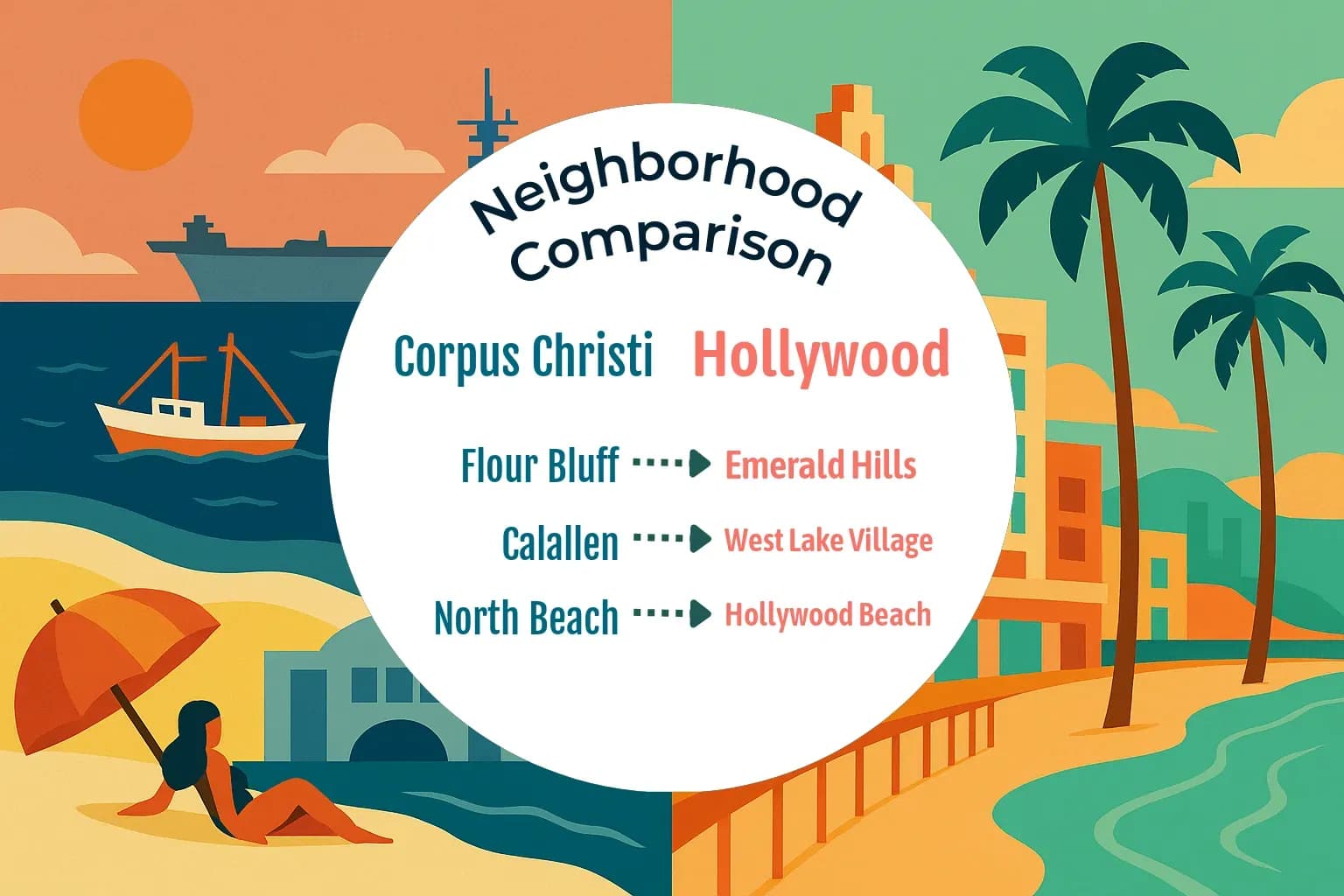 Corpus Christi vs Hollywood Neighborhood Comparison