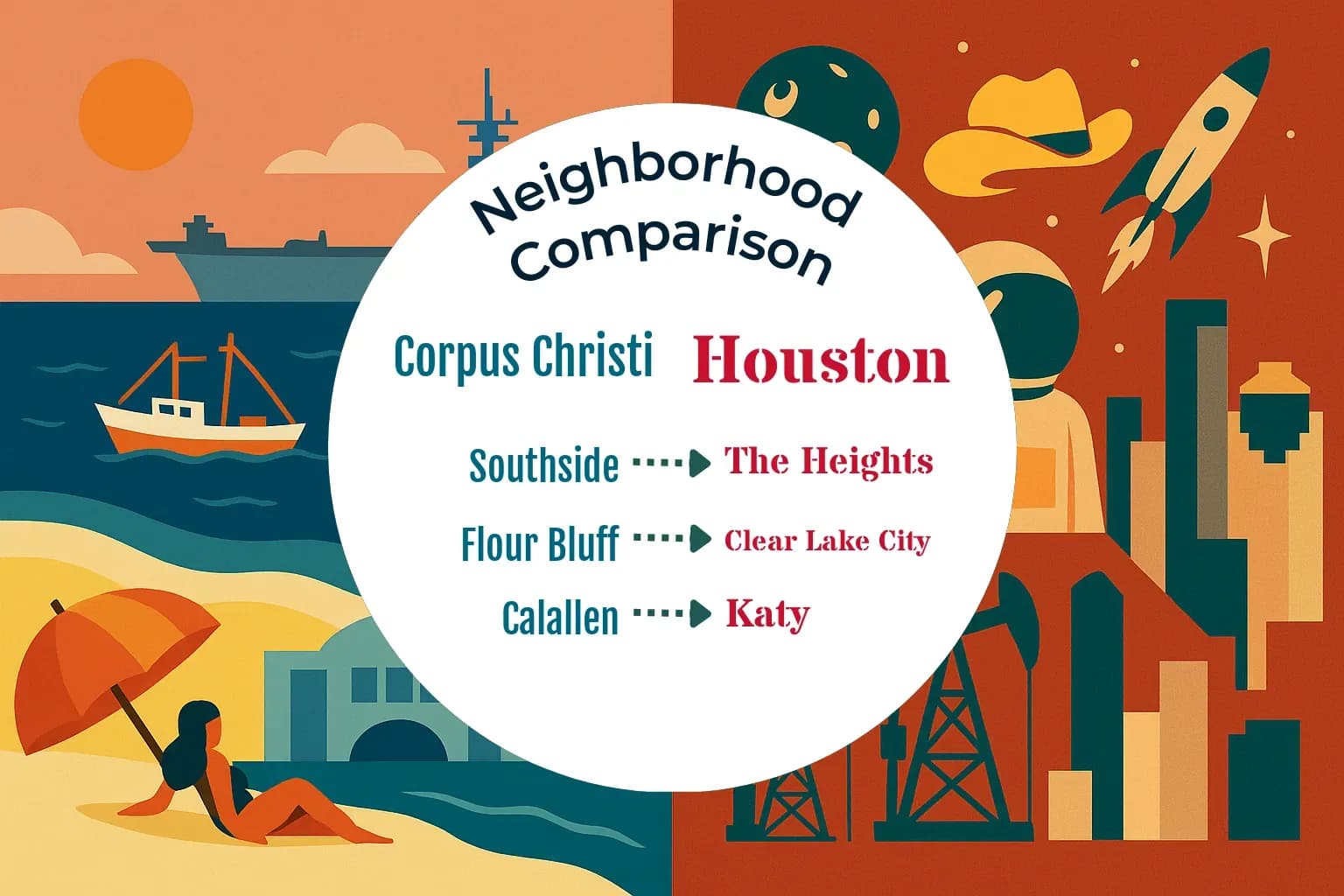Corpus Christi vs Houston Neighborhood Comparison