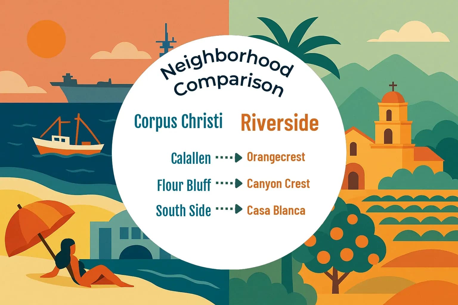 Corpus Christi vs Riverside Neighborhood Comparison