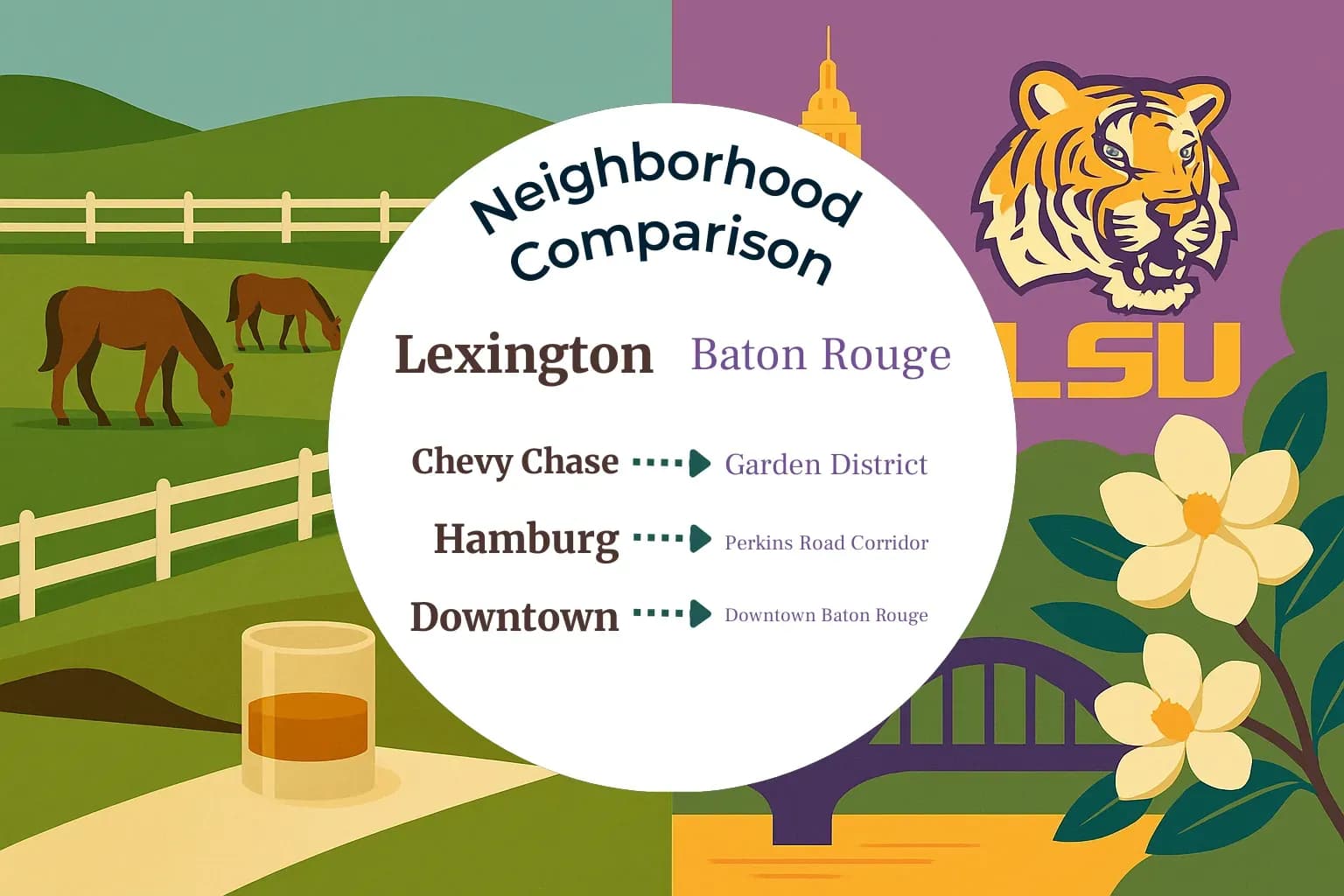 Lexington vs Baton Rouge Neighborhood Comparison