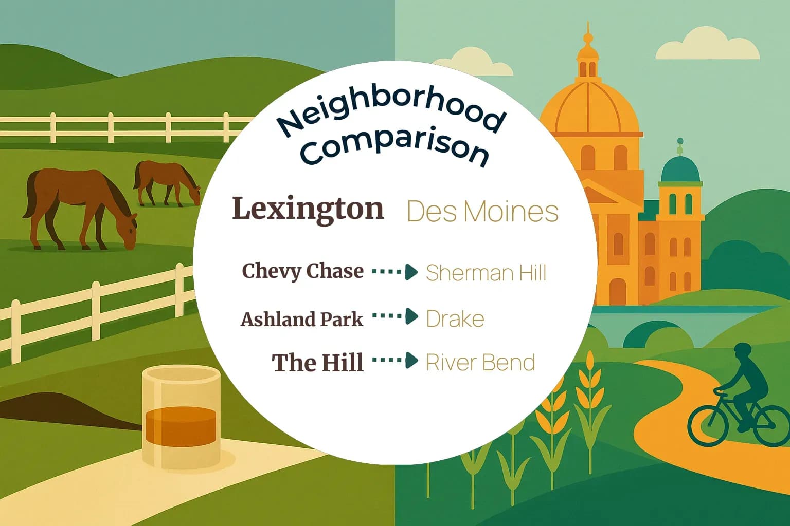 Lexington vs Des Moines Neighborhood Comparison