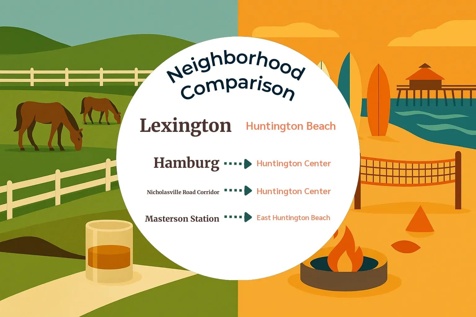 Lexington vs Huntington Beach Neighborhood Comparison
