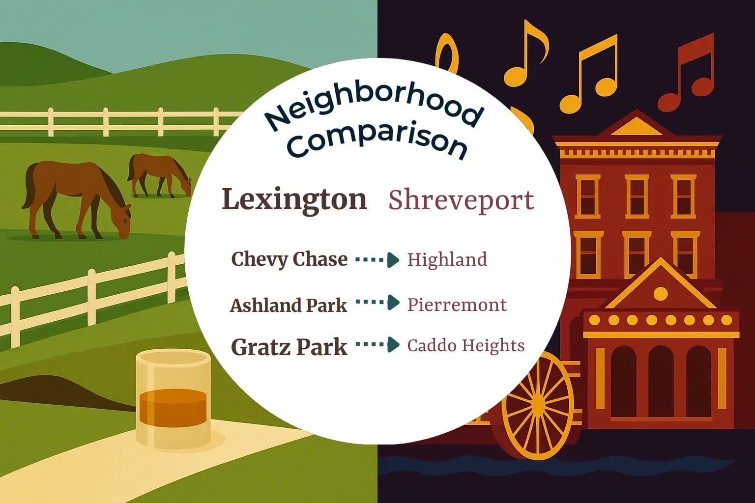 Lexington vs Shreveport Neighborhood Comparison