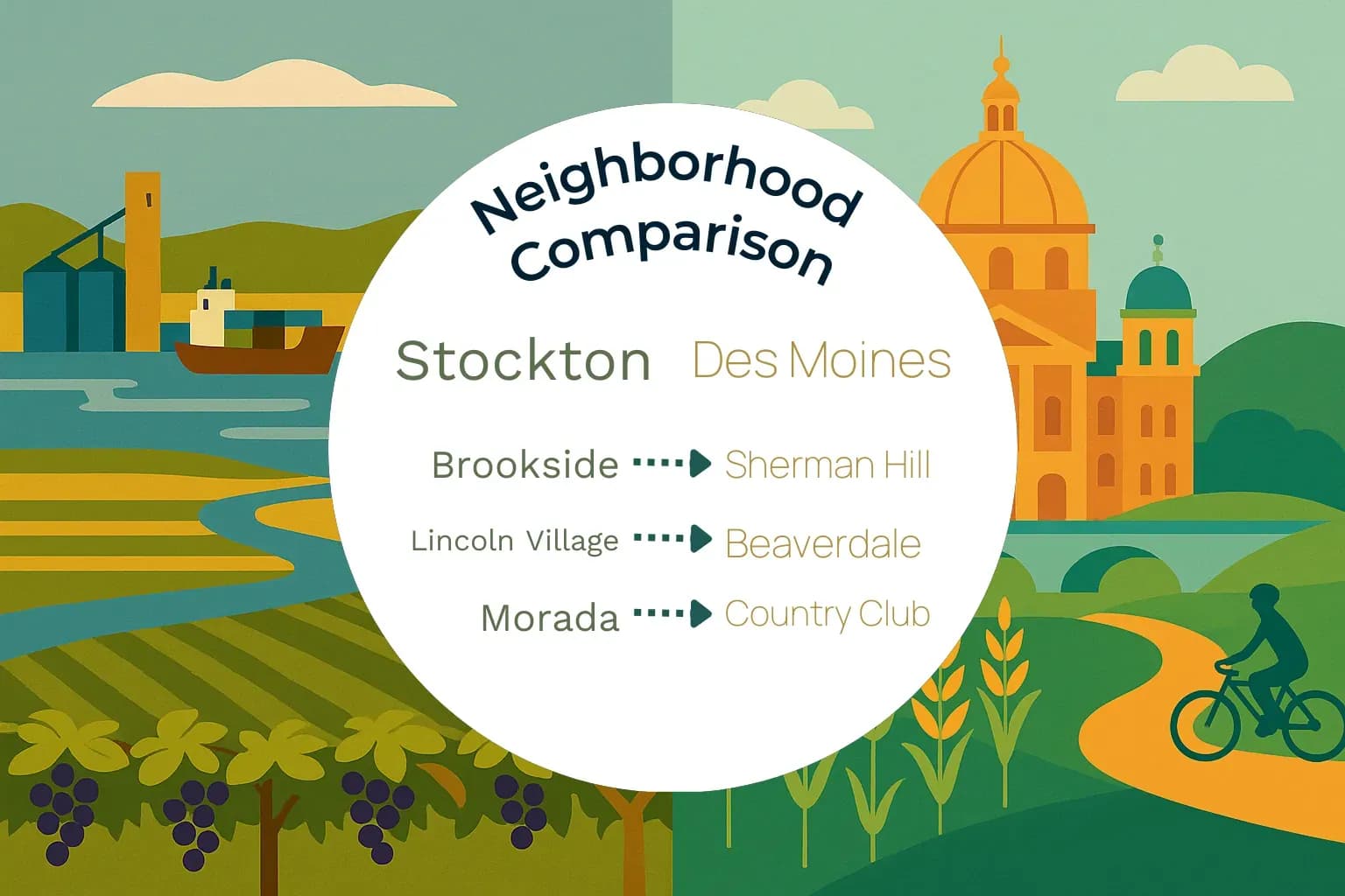 Stockton vs Des Moines Neighborhood Comparison