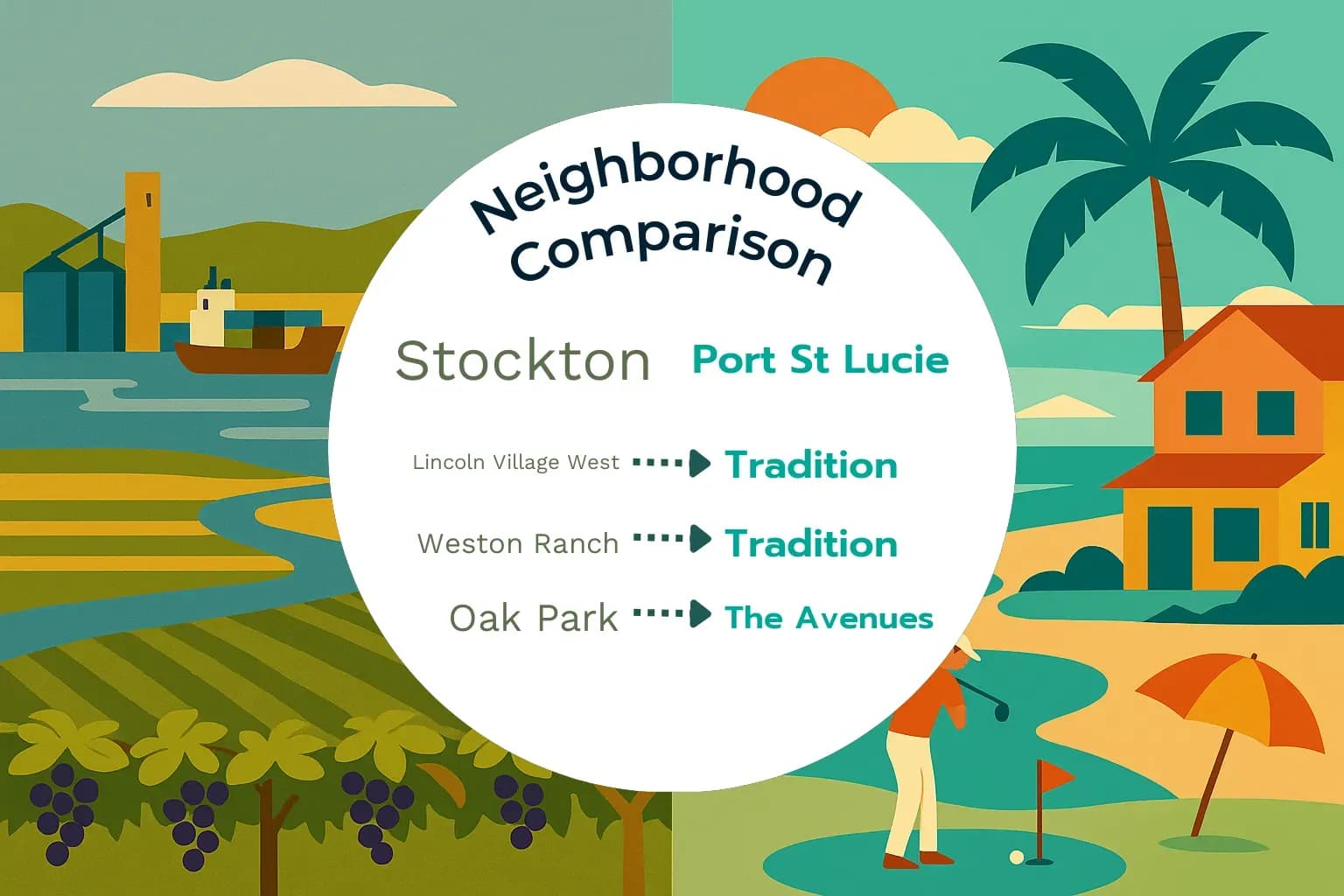 Stockton vs Port St. Lucie Neighborhood Comparison