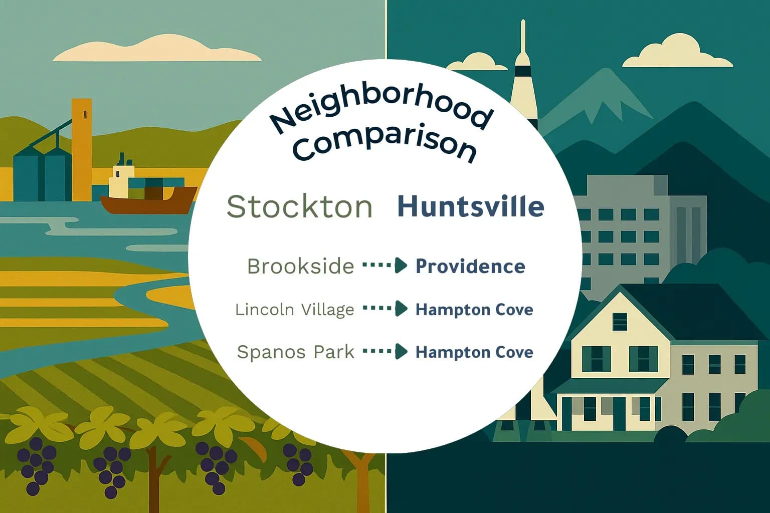 Stockton vs Huntsville Neighborhood Comparison